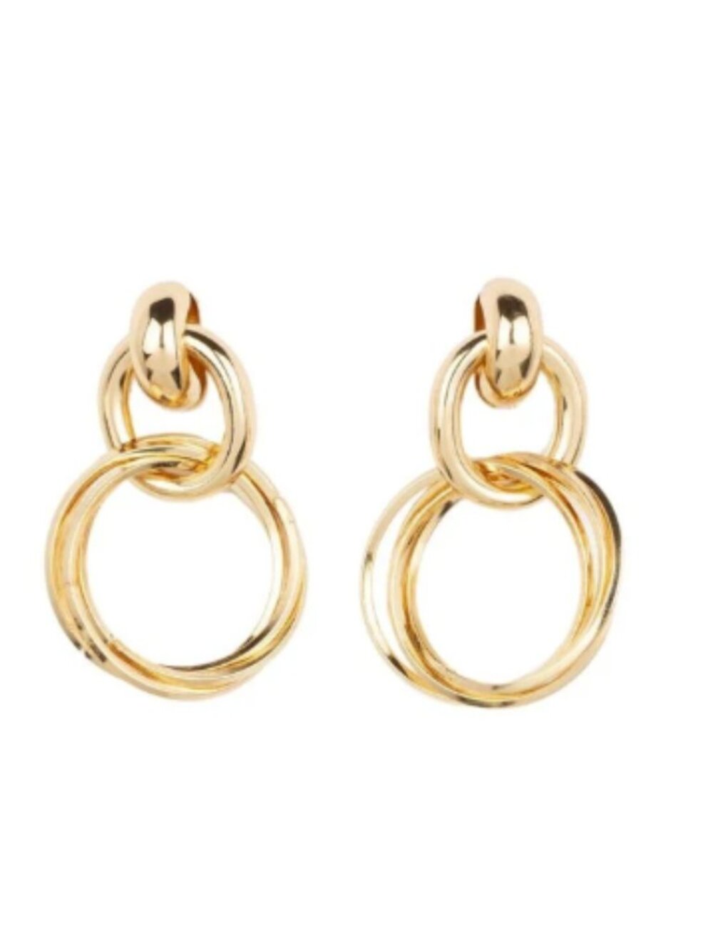 Gold Double Hoop Drop Earrings